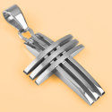 Men's Pendant With Triple Christian Cross Original Stainless Steel and Cuban Chain Included