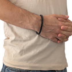 Black Stainless Steel Men's Bracelet with Black Gourmet...