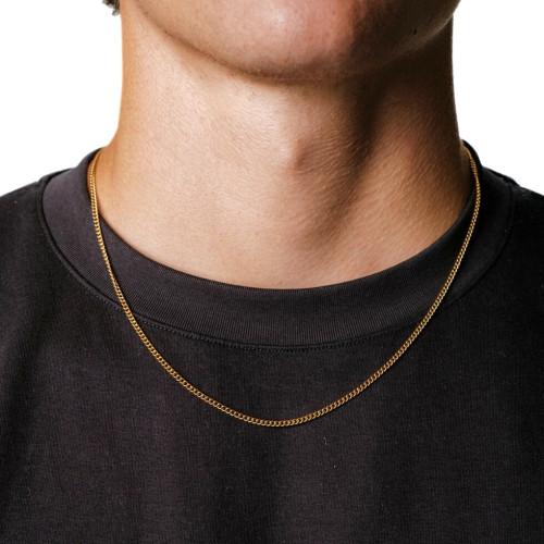 Collar de hombres de cadena Acero de oro de cuchillo cubano, ancho 2mm Longitud 50cm