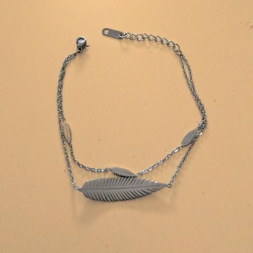 Pulsera de diamante de plata para mujeres en acero inoxidable con doble cadena ajustable