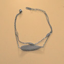 Bracelet Plume Argent pour Femme en Acier Inoxydable Avec Double Chaines Fines Réglable