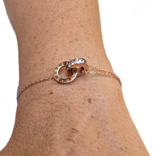 Pulsera para Mujer amor Chainette Circles Anillos Números Relacionados Romans y Crystals Trend