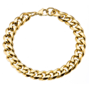 Bracelet Miami Maille Cubaine Homme en Acier Doré, Largeur 9mm,  Longueur au choix 18cm à 23cm