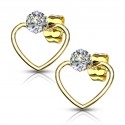 Paire de boucles d'oreilles femme acier forme coeur et pierre zircon