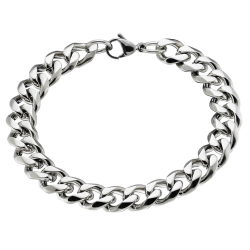 Pulsera gourmet de acero inoxidable, caracterizada por su famoso Miami de malla cubana con un ancho de 9 mm.