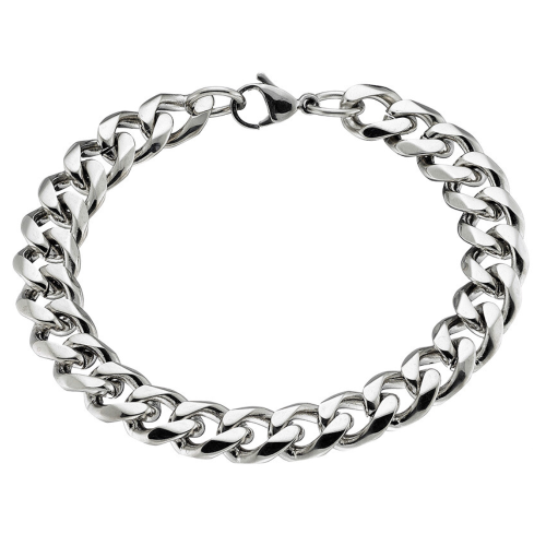 Pulsera gourmet de acero inoxidable, caracterizada por su famoso Miami de malla cubana con un ancho de 9 mm.