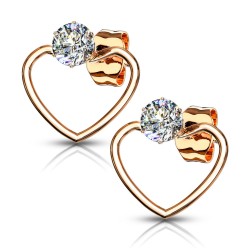 Paio di orecchini Donna Acciaio Acciaio A forma di cuore e Pierre Zircon