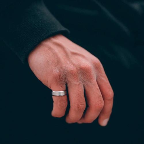 Engagement ring for man stainless steel ring brushed width 6mm