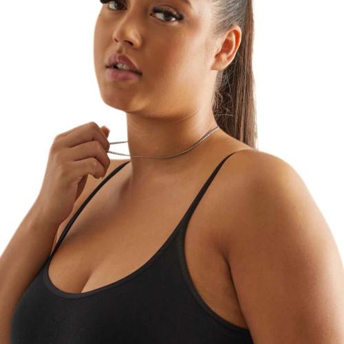 Kette Damen Halskette Cuban Strick Edelstahl Silber 2mm 50cm