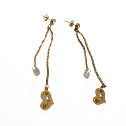 Pendientes Mujeres Oro Oro Oro Oro Coeur y Chains Zircons
