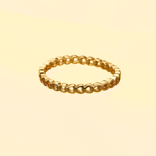 Anello openwork con mini core donna in acciaio inox dorato per San Valentino