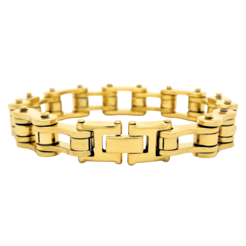 Gold Motorcycle Chain Bracelet - Gourmette Man Biker Biker Gold Stainless Steel 21cm