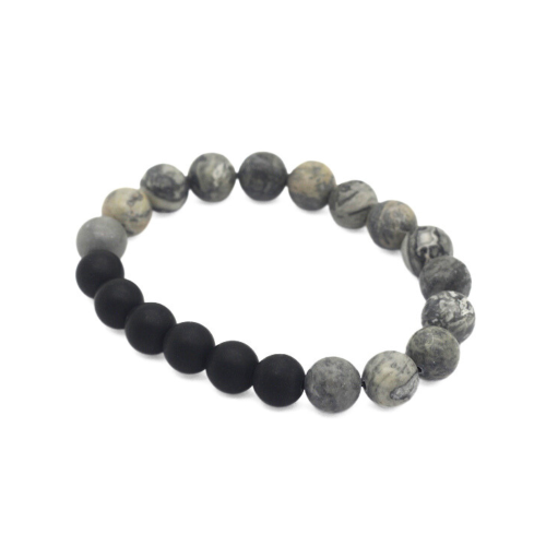 Gray agate man bracelet and black onyx: sublime your wrist