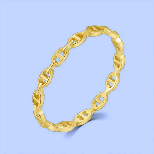 Ring Chain Chain Chain Chain Openwork Woman in Golden Stainless Steel