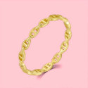 Chain Chain Chain Ring Openwork Woman Stainless Steel Golden - Marine Mesh Ring