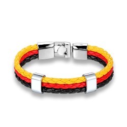 BRACELET POUR HOMME FEMME ADO ACIER CUIR TRESSE ► ITALIA VERT BLANC ROUGE PAYS ITALIE ITALIA PROMO NEUF