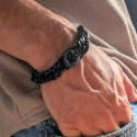 Gourmette pour Homme avec Fermoir Tête de Mort en Acier Inoxydable Biker - Bracelet Maille Cubaine Noire