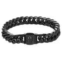 Gourmette Homme avec Fermoir Tête de Mort en Acier Inoxydable Biker - Bracelet Maille Cubaine Noire