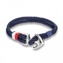 Pulsera de cuerda de nailon para hombre, bandera de Francia, acero, cierre de ancla azul marino