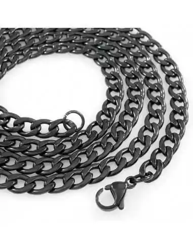 Grande catena da uomo in acciaio placcato nero con maglia barbazzale 8 mm 61 cm