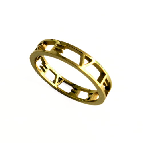 Bague Ajourée pour Femme Avec Mot Rêve en Acier Inoxydable Dorée Anneau Bohème Chic