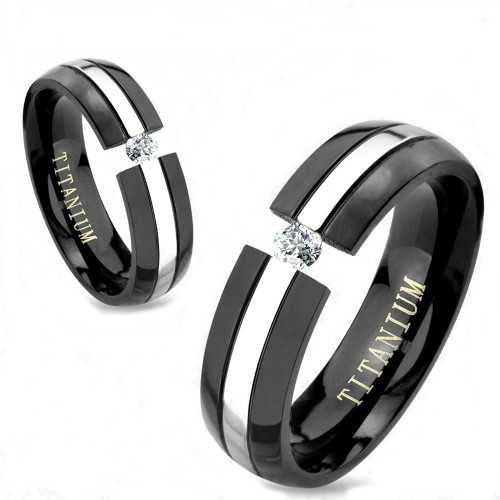 Ringring des Engagements Mann Frau Titan Black Pierre Zirkon
