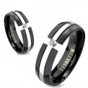 Anillo de anillo de compromiso hombre mujer titanio negro pierre zircon