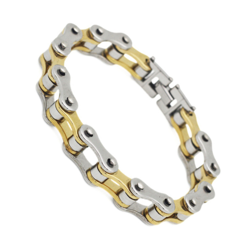 Pulsera de cadena de motocicleta de oro Biccorn Grourmette Motorista Masculino Motorista de acero inoxidable 21 cm