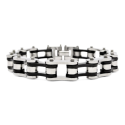 Black and silver two-tone motorcycle chain bracelet - Gourmette Man Biker Biker Stainless Steel 21cm