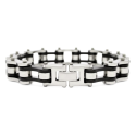 Black and silver biccar biccar chain bracelet Gourmette Man Biker Biker Stainless Steel 21cm
