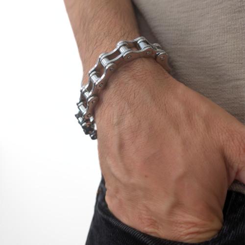 Armband Motorradkette Silber Gourmette Mann Biker Biker Edelstahl