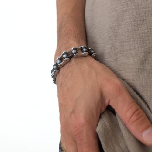 Bicycle Bicycle Stainless Steel Bicolor Silver Black Stainless Steel Bracelet