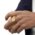 Anillo de hombre de acero dorado de los hombres - Knight Numerales romanos MMXI y Avirons Circled