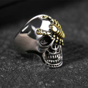 Close-up of the ring showing the gloss of the golden ionization veneer of the contrasting scorpion with silver steel
