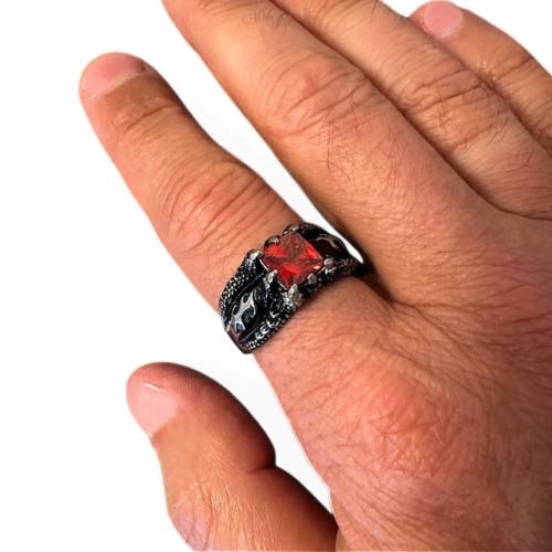 Anillo de sello para hombre de acero con garra...