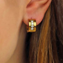 boucles d'oreilles créoles femme homme acier dorée chic strass sertie