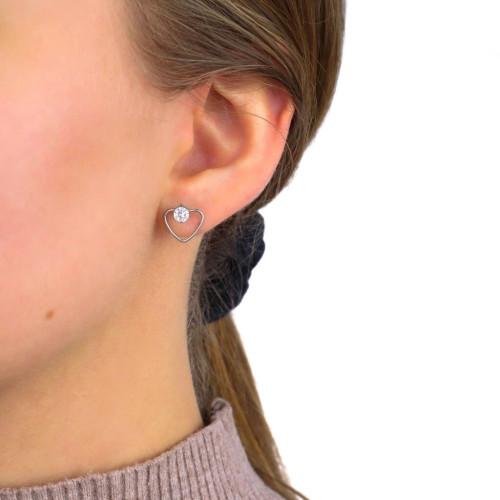 Pair of Earrings Woman Steel Heart Shape and...