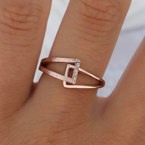 Original Rose Gold Stahlring Ring - Ring mit zwei Tribanesh-Dreiecke