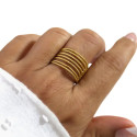 Anillo ajustable de múltiples filas para mujeres de acero inoxidable Oro Fino - Anillo ajustable abierto a siete filas