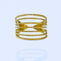 Bague Ajustable Ouverte Multi Rangs Femme Acier Inoxydable Or - Anneau Réglable Ajouré à Sept Rangs