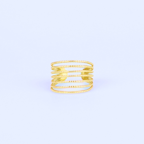 Verstellbarer Ring mit mehrdemer weiblicher Edelstahl Gold fein - einstellbarer Ring offen bis sieben Reihen