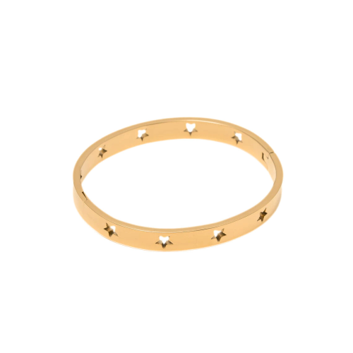 Bracelet Jonc Étoile Femme en Acier Inoxydable Jonc Star Couleur dorée