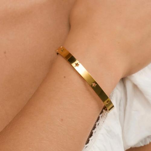 Bracelet Jonc Étoile Pour Femme en Acier Inoxydable Jonc Star Couleur au Choix