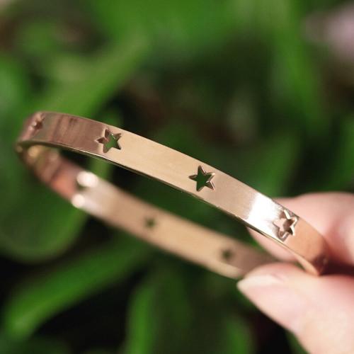 Star Star Star Straight Bracelet Stainless Steel Rose Gold Color