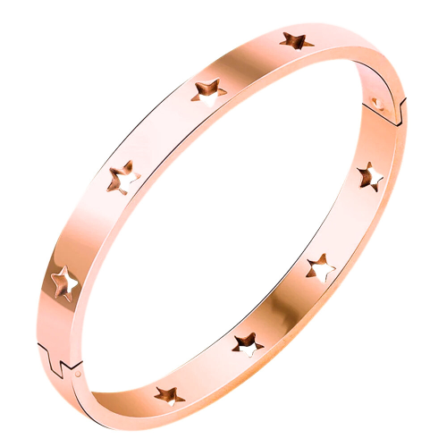 Bracelet Jonc Étoile Pour Femme en Acier Inoxydable Jonc Star Couleur or rose