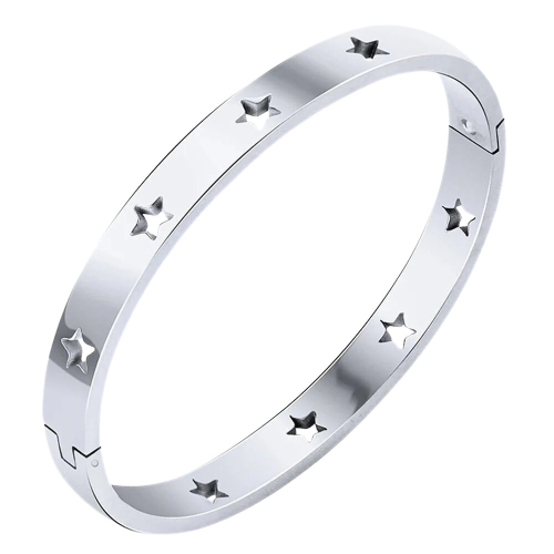 Star Star Star Straight Bracelet Stainless Steel Star Color Silver