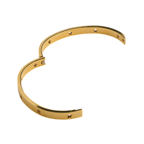 Bracelet Jonc Étoile Pour Femme en Acier Inoxydable Jonc Star Couleur dorée ouvert