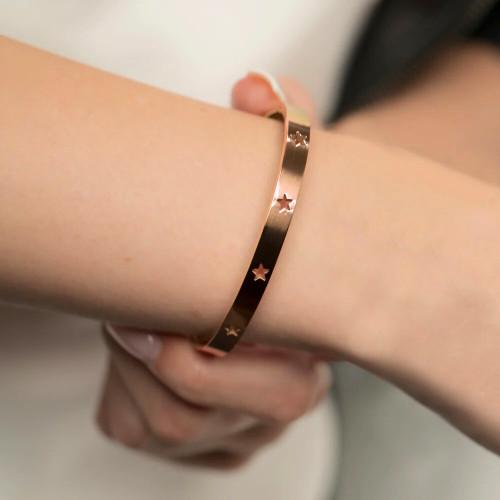 Jonc Woman Star Bracelet in Stainless Steel Jonc Star Color pink gold