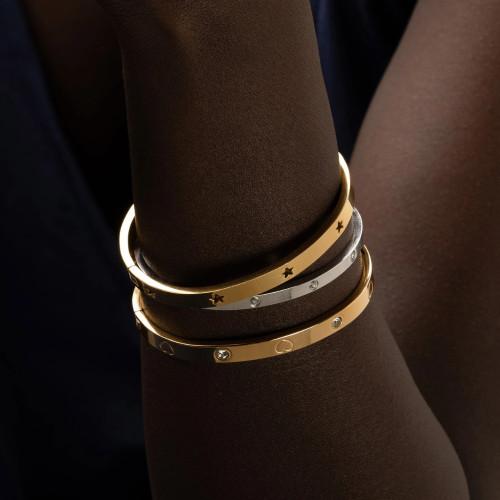 Bracelet Jonc Étoile Pour Femme en Acier Inoxydable - Jonc Star Couleur dorée