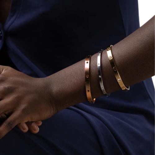 Bracelet Jonc avec Étoile Pour Femme en Acier Inoxydable Jonc Star Couleur or rose